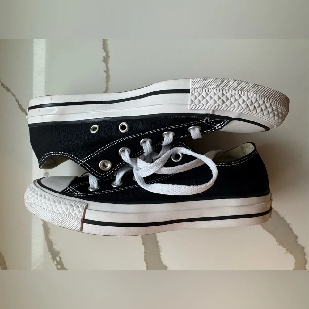 Converse Black and White Low Top Chuck Taylor Sneakers - Picture 3 of 8